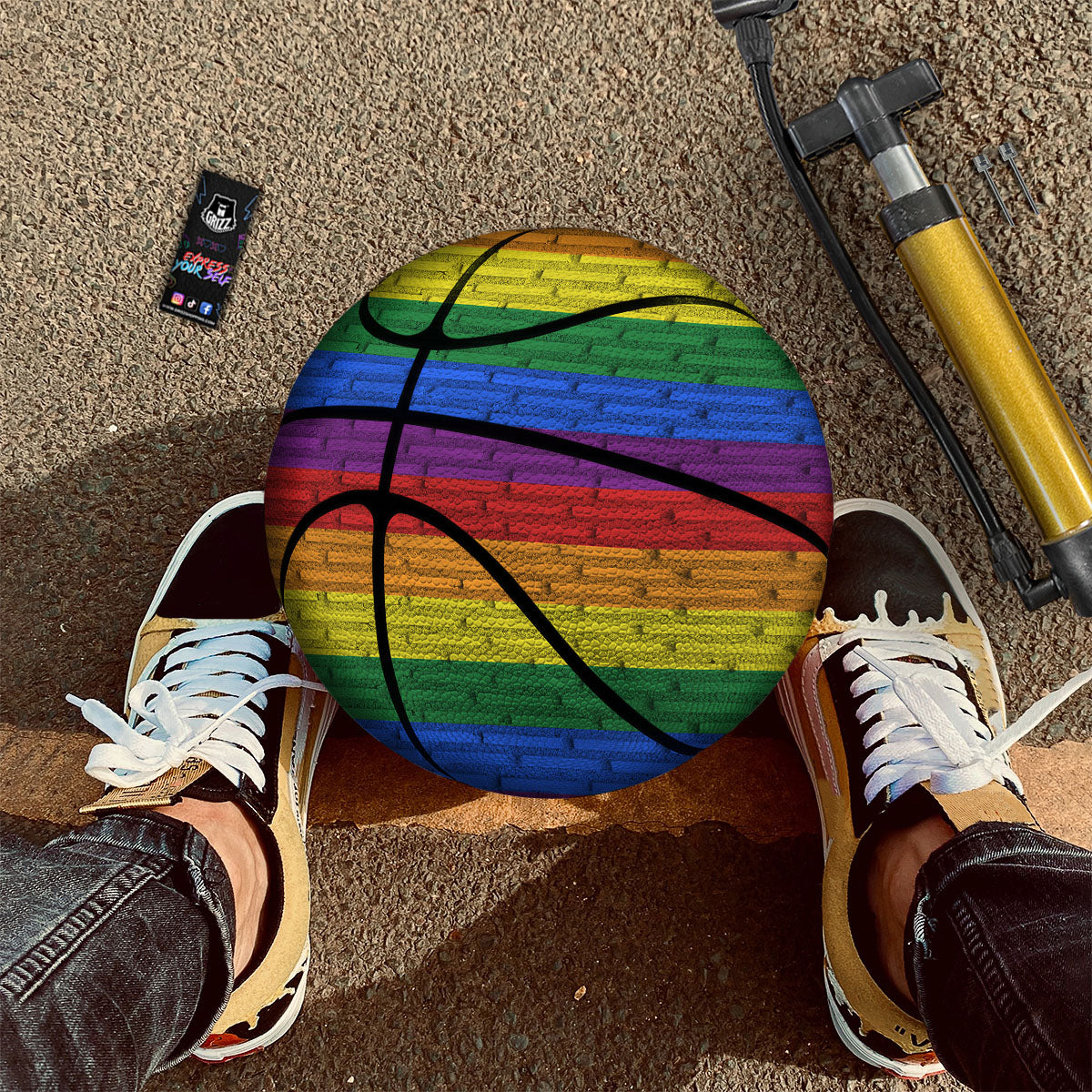 Rainbow Brick Wall LGBT Pride Print Basketball-grizzshop