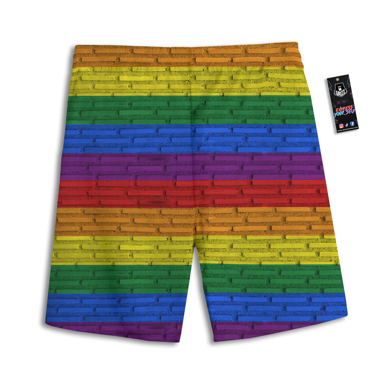 Rainbow Brick Wall LGBT Pride Print Men's Athletic Shorts