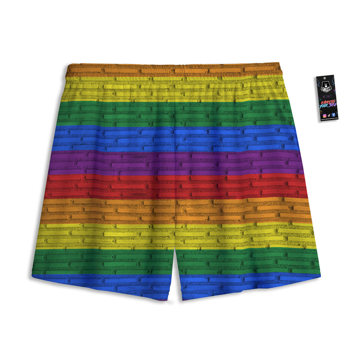 Rainbow Brick Wall LGBT Pride Print Mesh Shorts