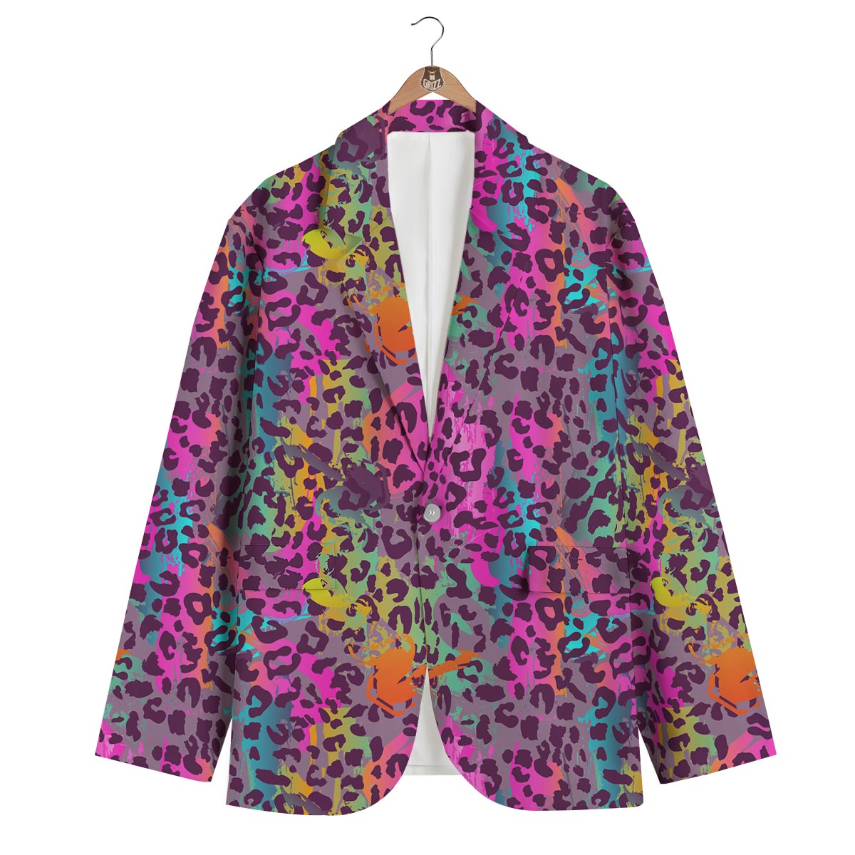 Rainbow Cheetah Leopard Pattern Print Men's Blazer-grizzshop