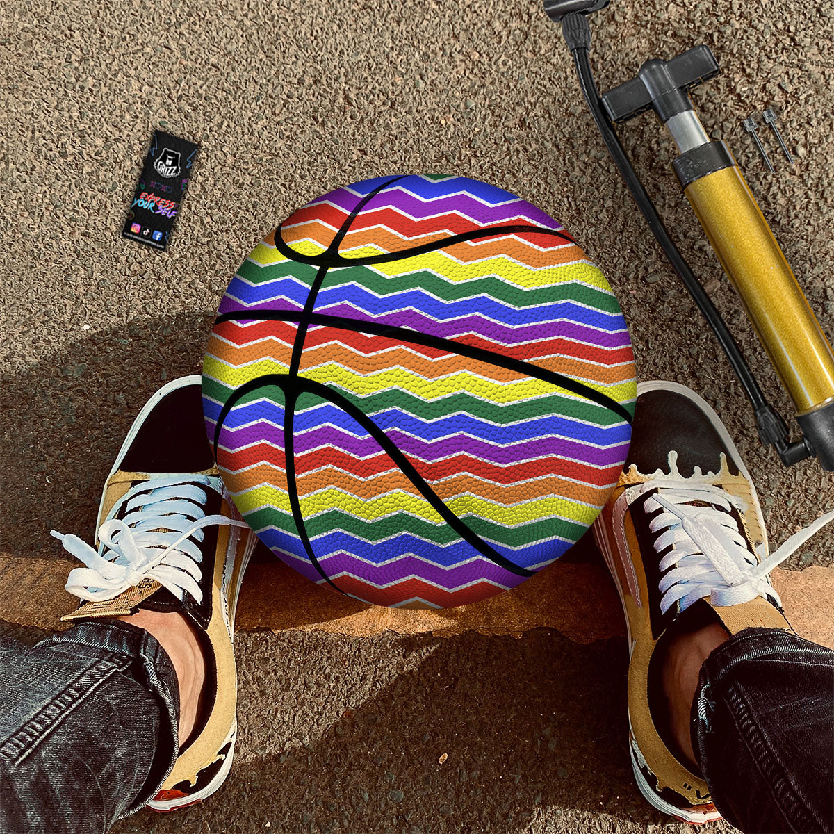 Rainbow Chevron LGBT Pride Print Pattern Basketball-grizzshop