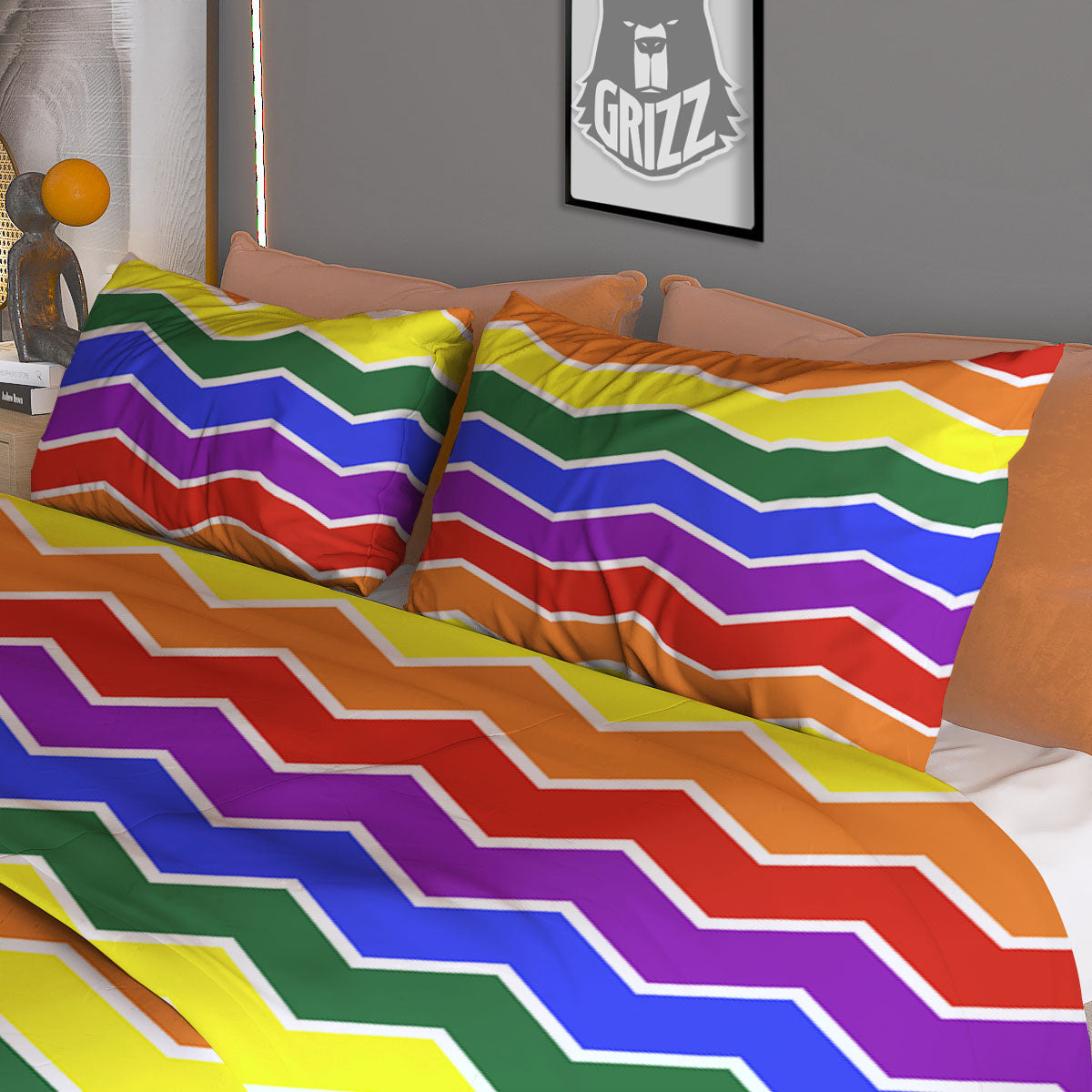 Rainbow Chevron LGBT Pride Print Pattern Duvet Cover Bedding Set-grizzshop