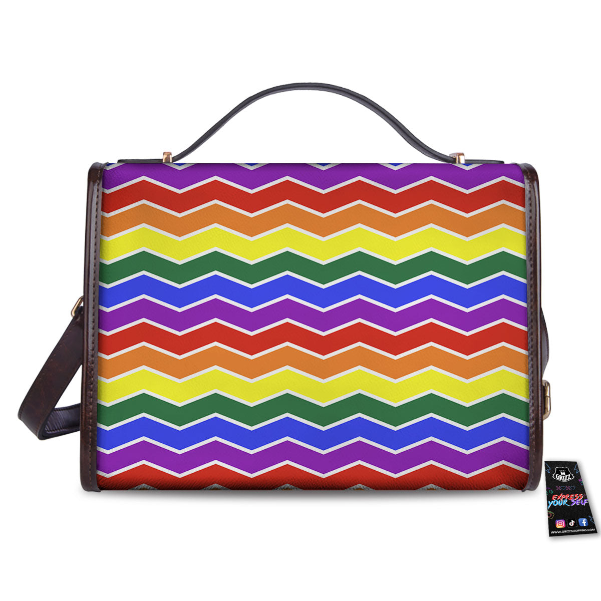 Rainbow Chevron LGBT Pride Print Pattern Women's Satchel Bag-grizzshop