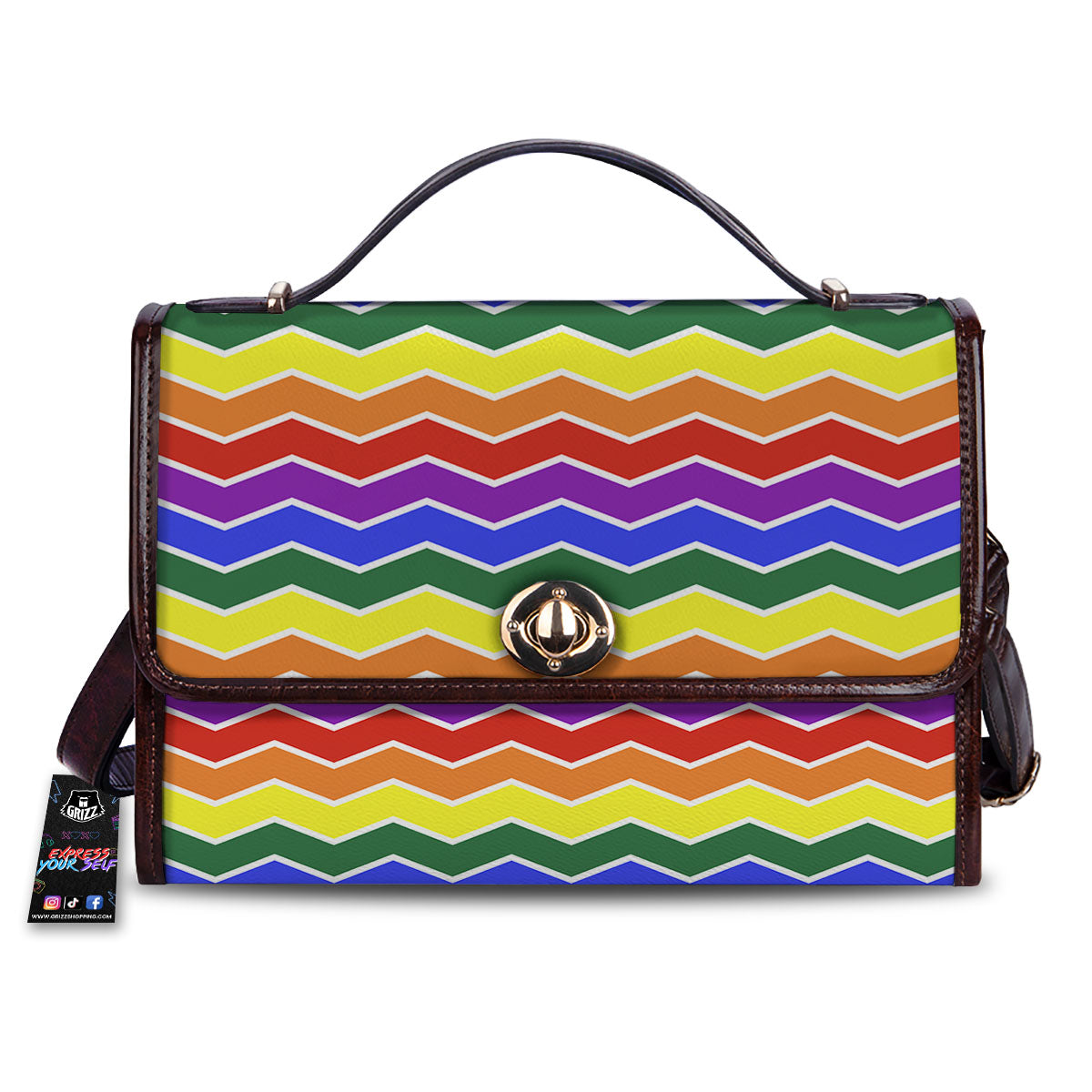 Rainbow Chevron LGBT Pride Print Pattern Women's Satchel Bag-grizzshop