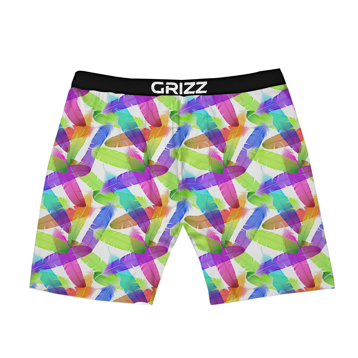 Rainbow Color Feather Print Pattern Boxer Briefs-grizzshop