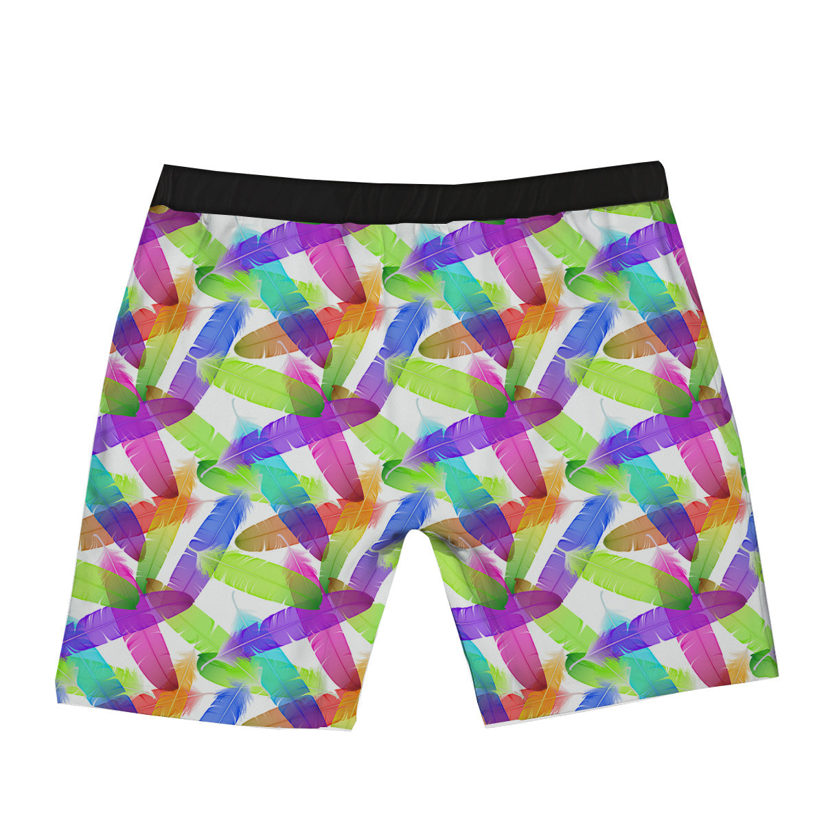 Rainbow Color Feather Print Pattern Boxer Briefs-grizzshop