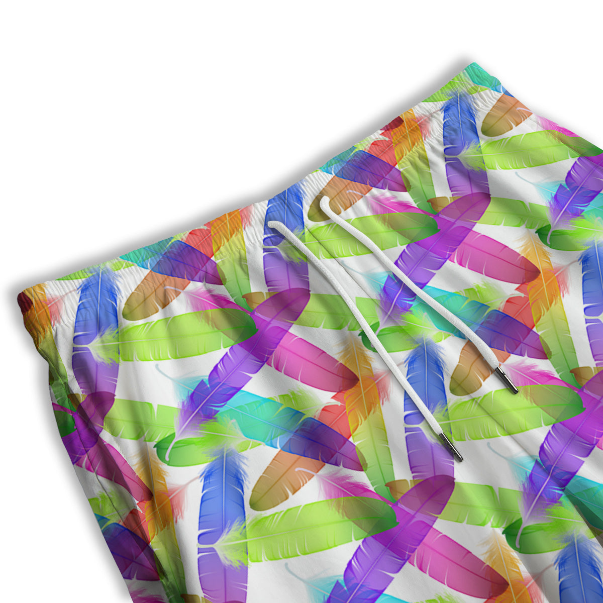 Rainbow Color Feather Print Pattern Men's Athletic Shorts