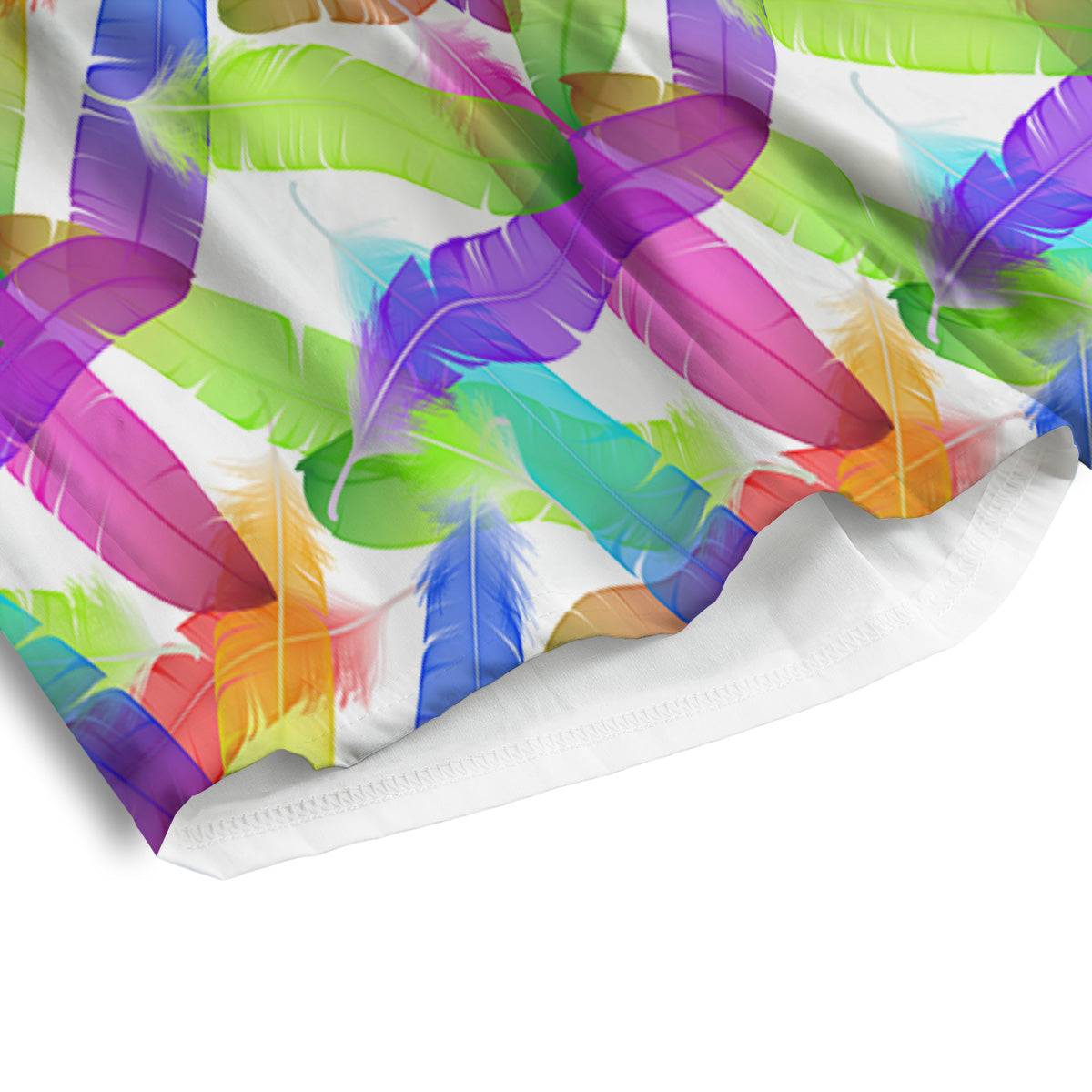 Rainbow Color Feather Print Pattern Men's Athletic Shorts