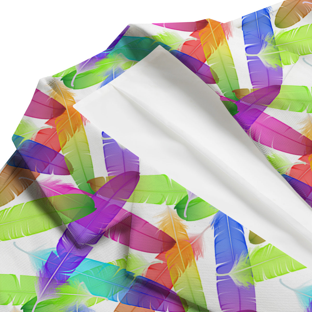 Rainbow Color Feather Print Pattern Men's Blazer-grizzshop