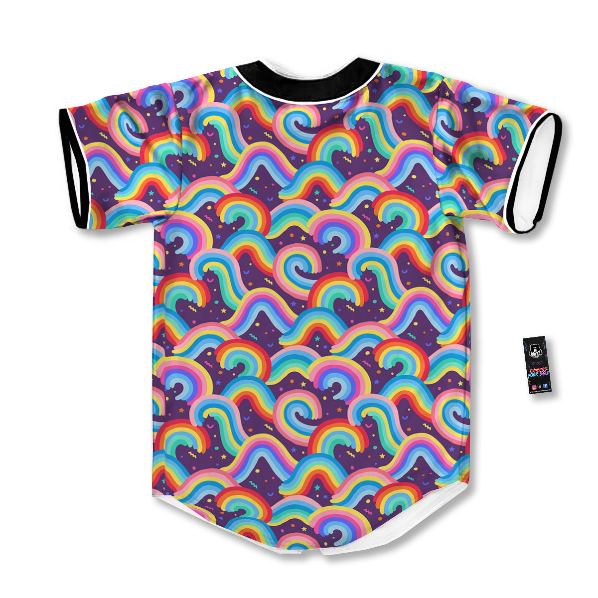 Rainbow Colorful Cute Print Pattern Baseball Jersey-grizzshop
