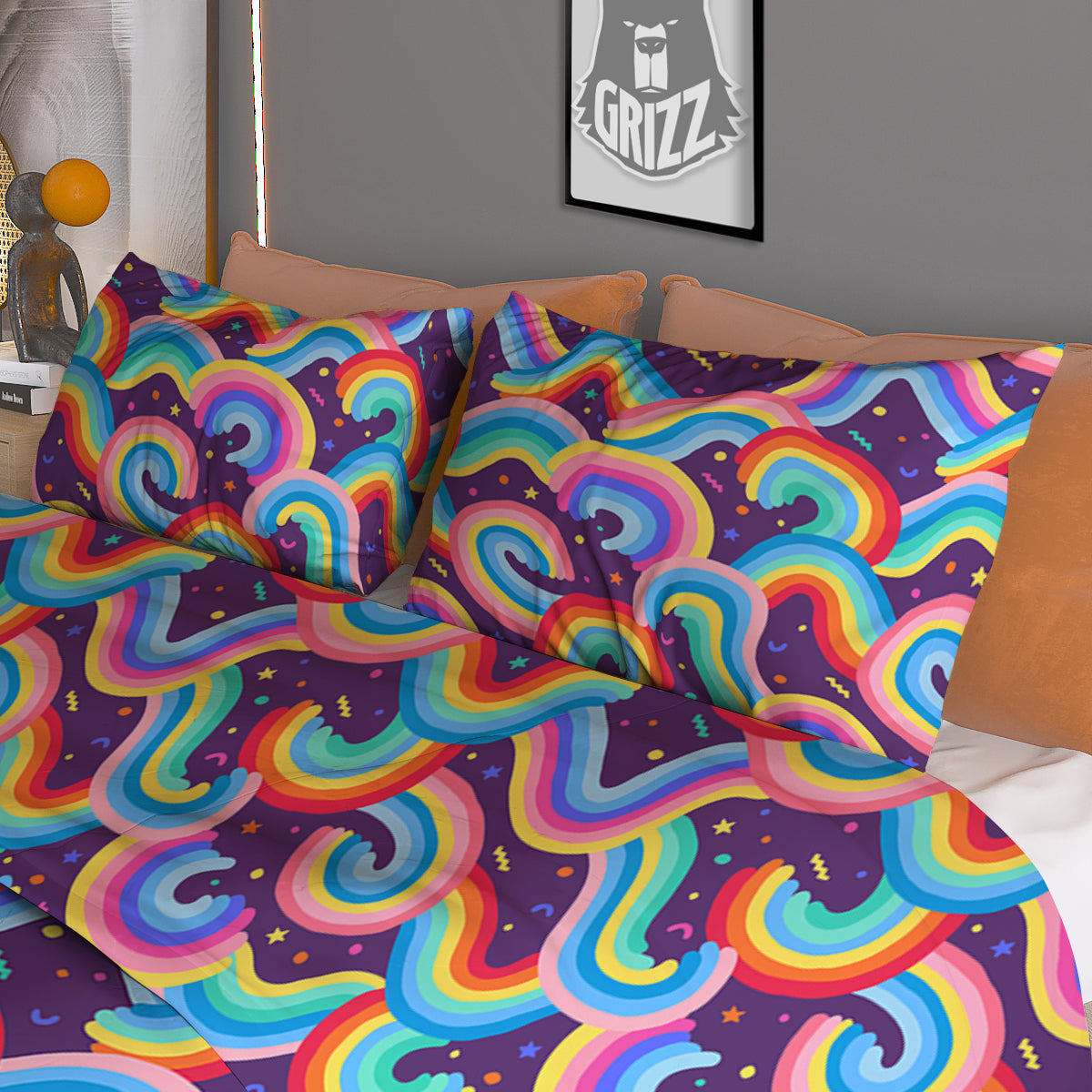 Rainbow Colorful Cute Print Pattern Duvet Cover Bedding Set