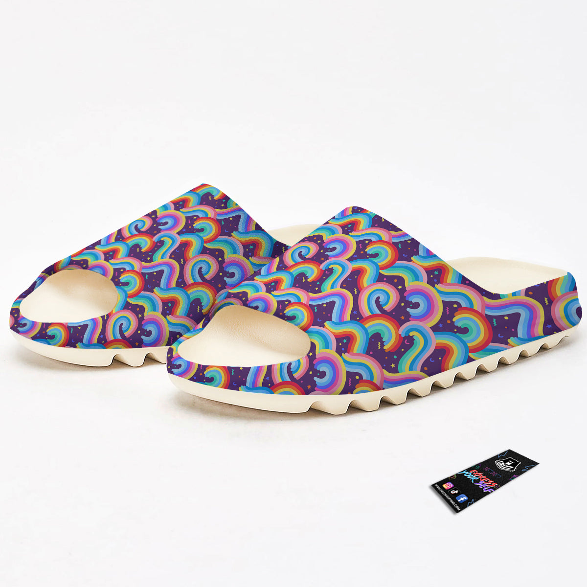 Rainbow Colorful Cute Print Pattern Sandals-grizzshop