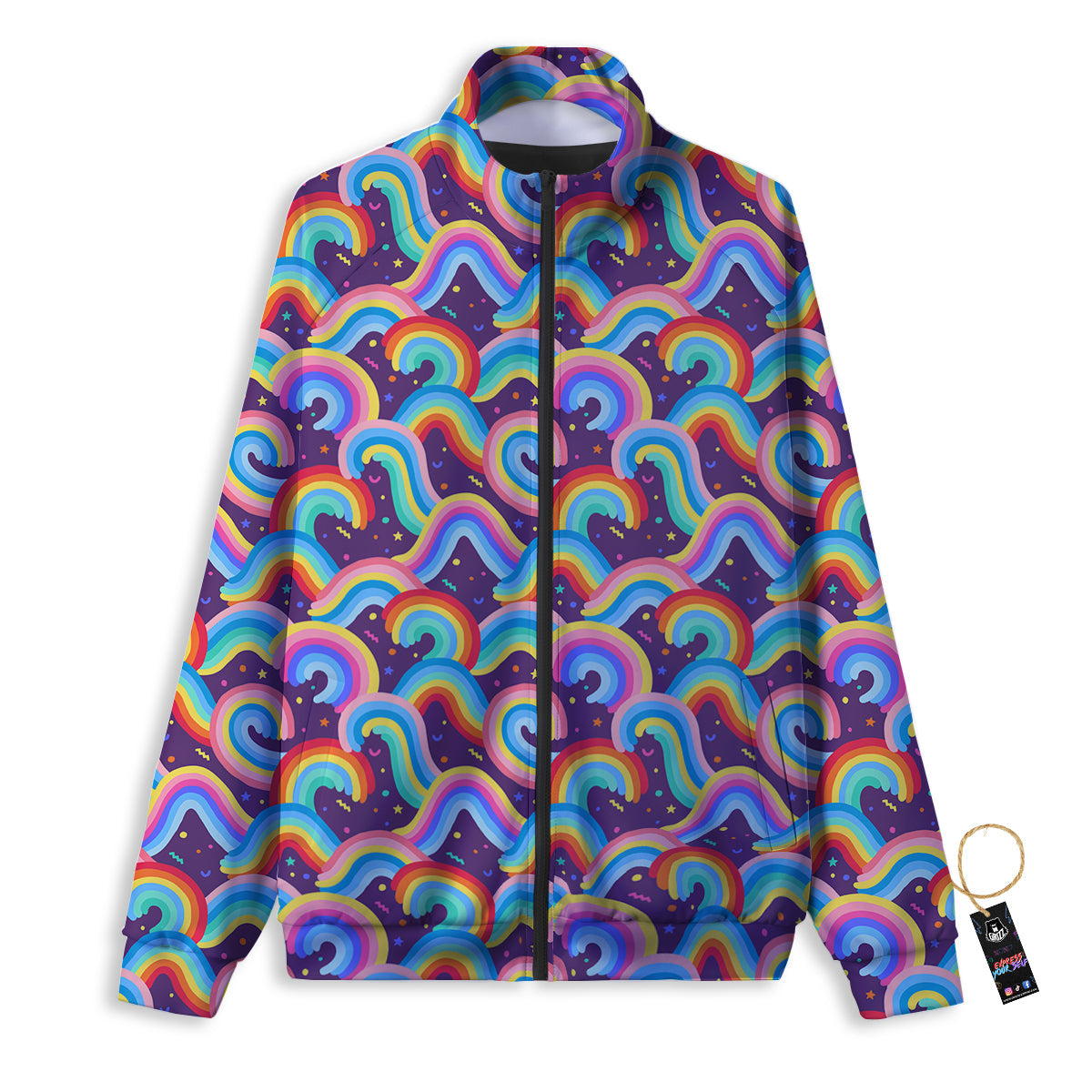 Rainbow Colorful Cute Print Pattern Track Jacket-grizzshop