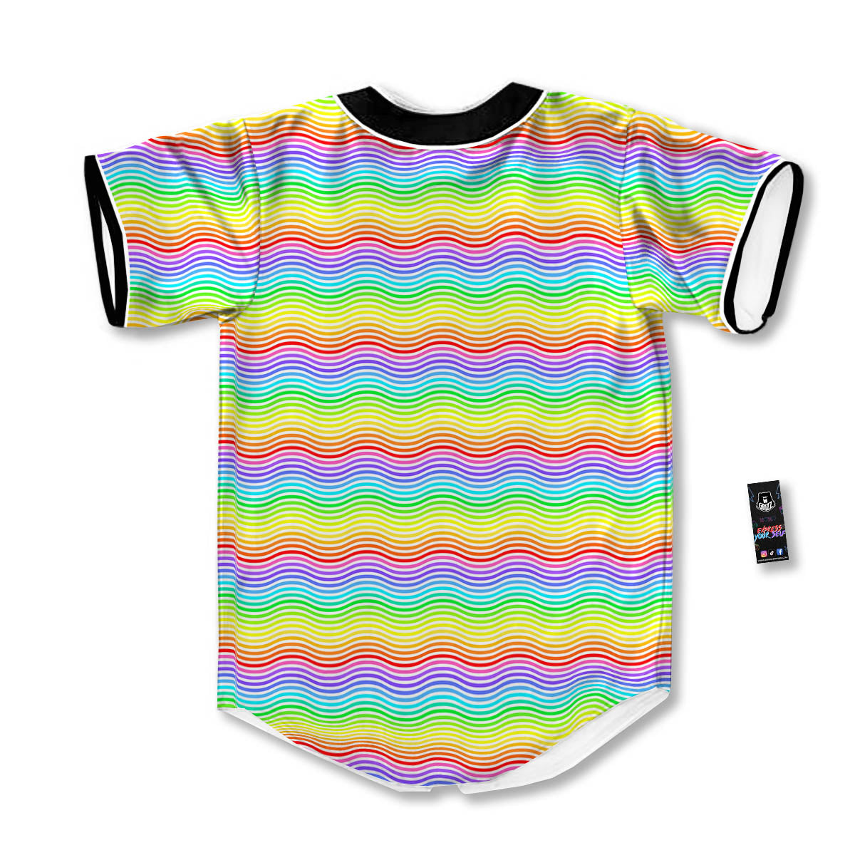 Rainbow Curved Print Pattern Baseball Jersey-grizzshop