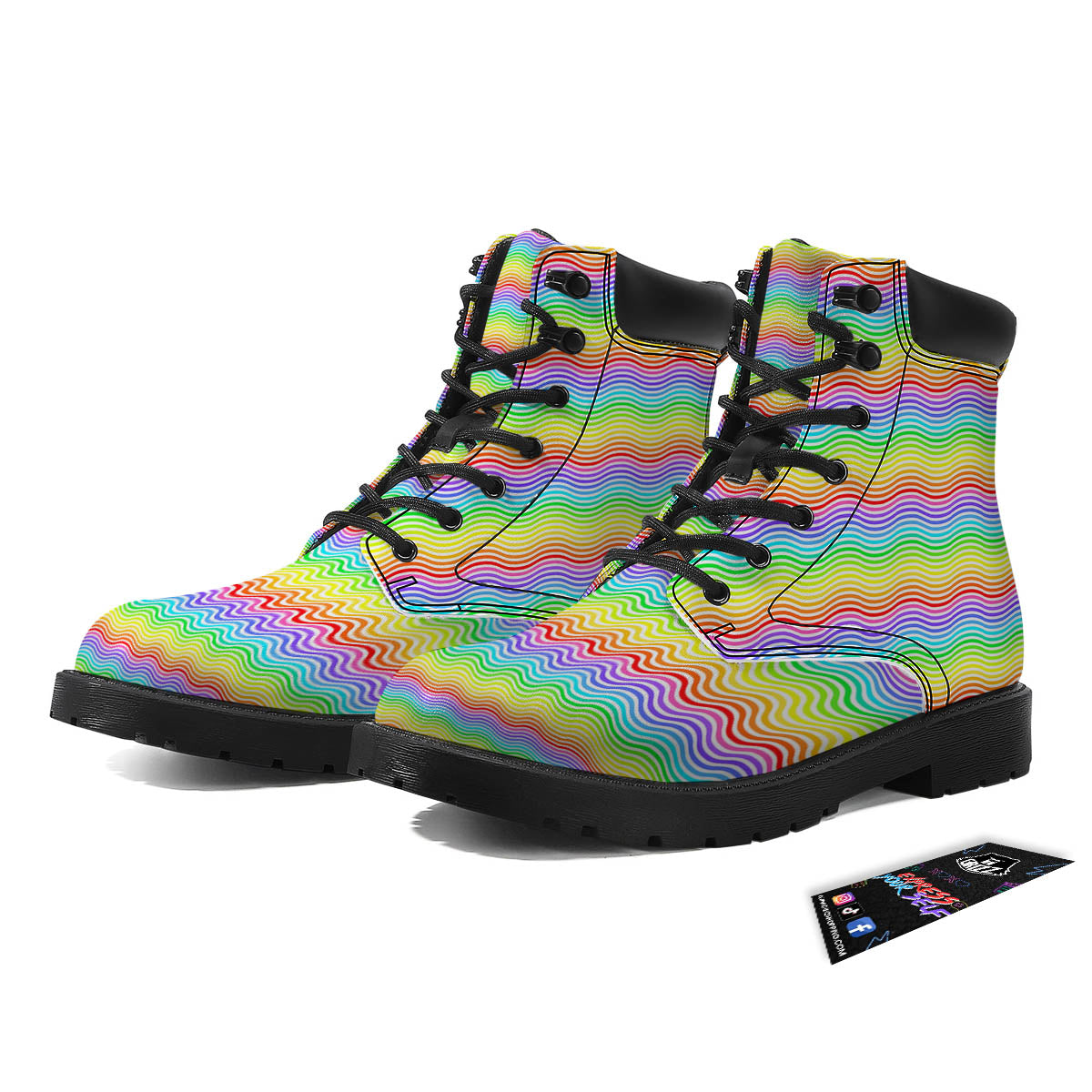 Rainbow Curved Print Pattern Boots-grizzshop