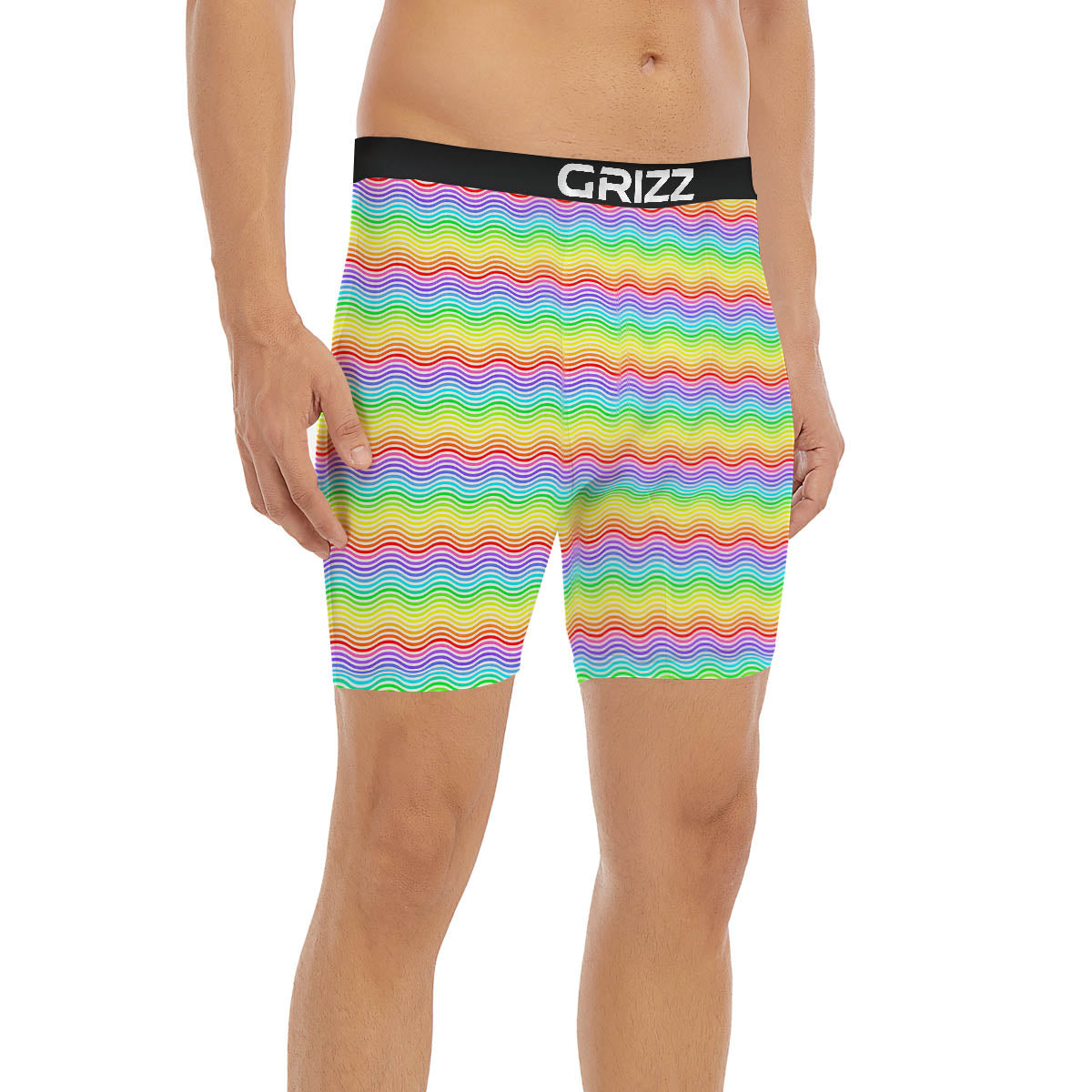 Rainbow Curved Print Pattern Boxer Briefs-grizzshop