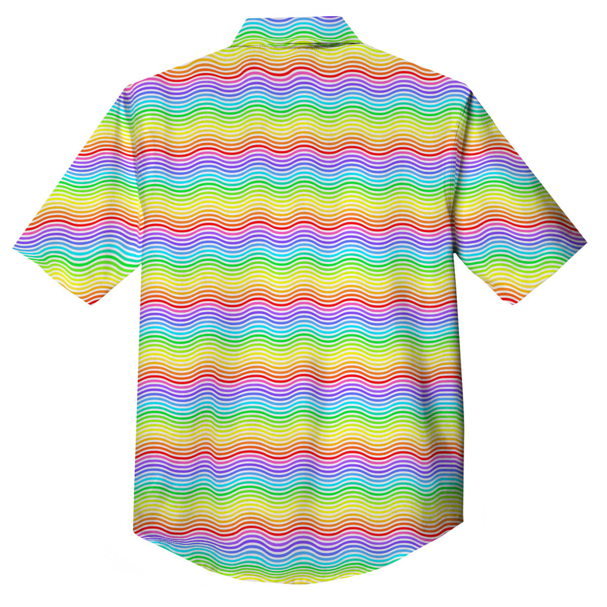 Rainbow Curved Print Pattern Button Up Shirt-grizzshop
