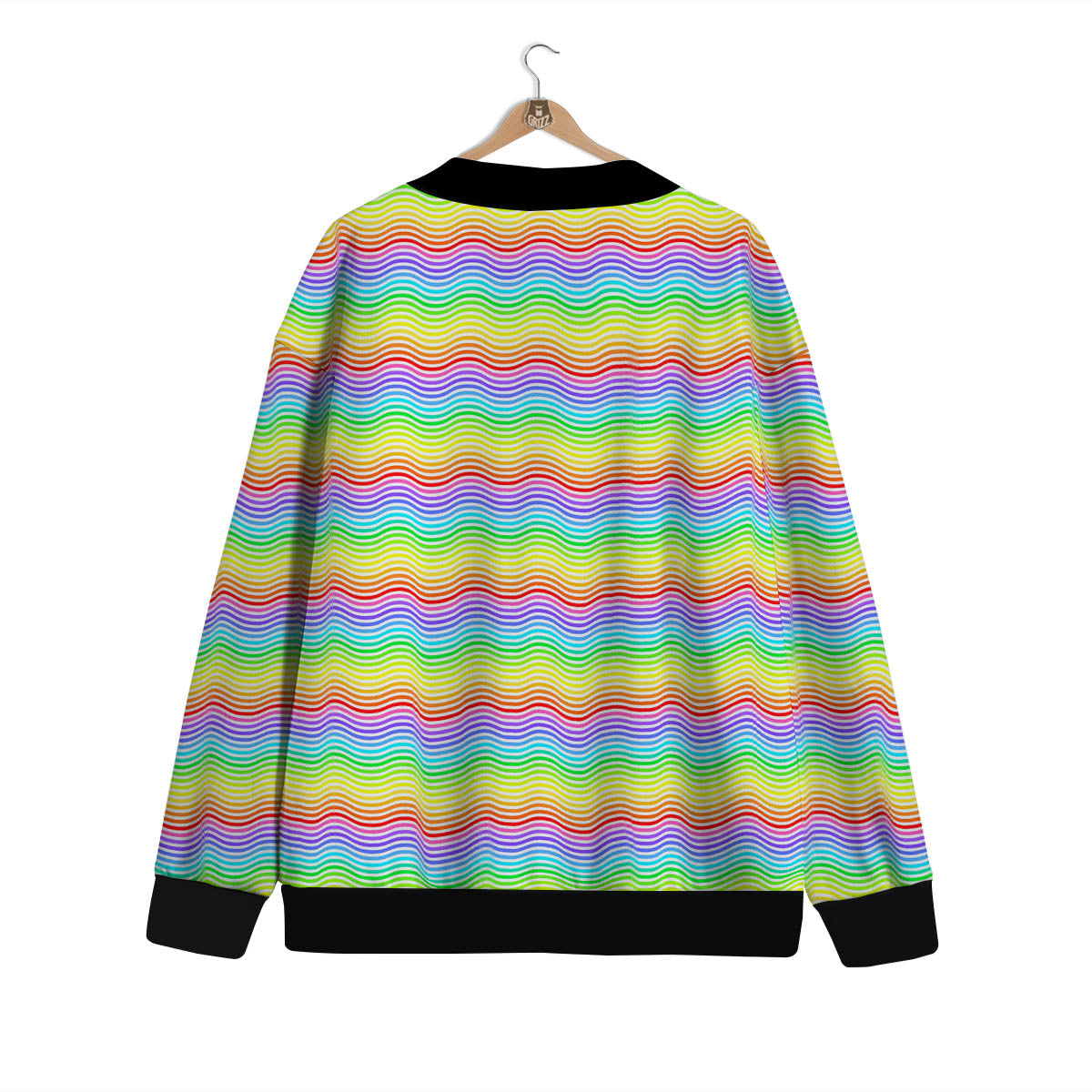 Rainbow Curved Print Pattern Cardigan-grizzshop