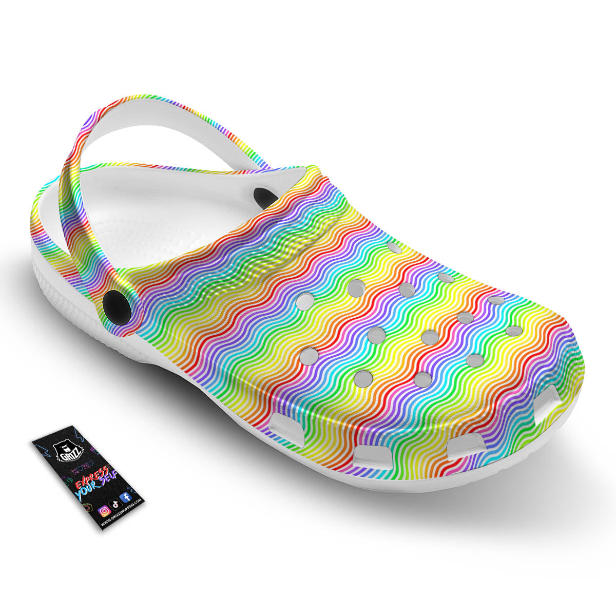 Rainbow Curved Print Pattern Clog-grizzshop