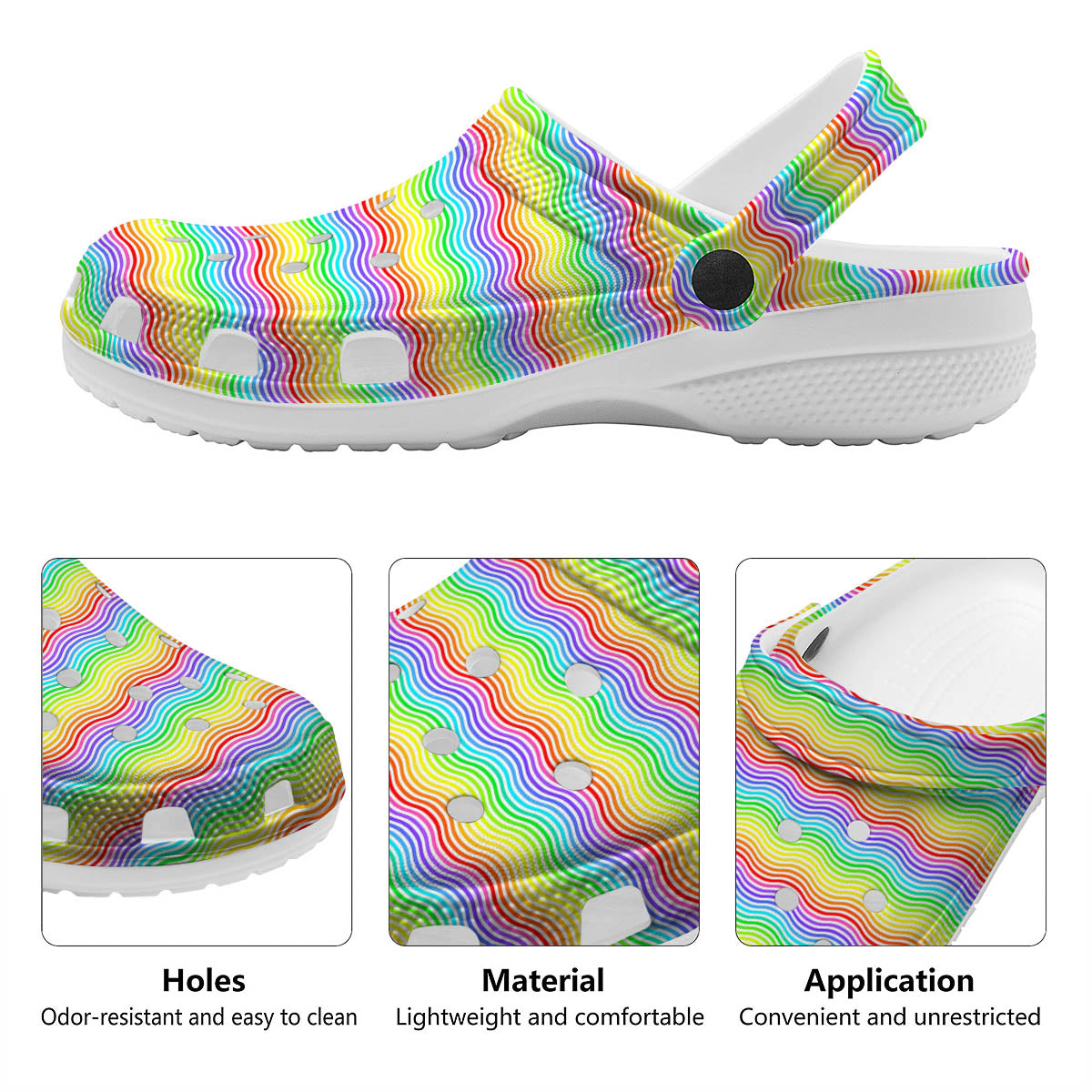 Rainbow Curved Print Pattern Clog-grizzshop