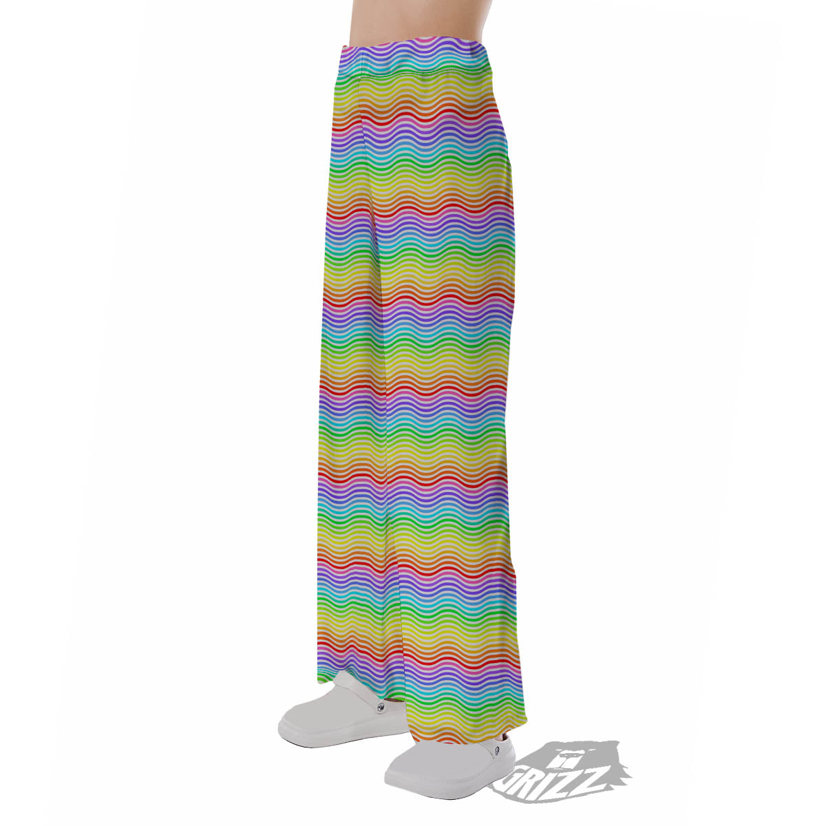 Rainbow Curved Print Pattern Pajama Pants-grizzshop