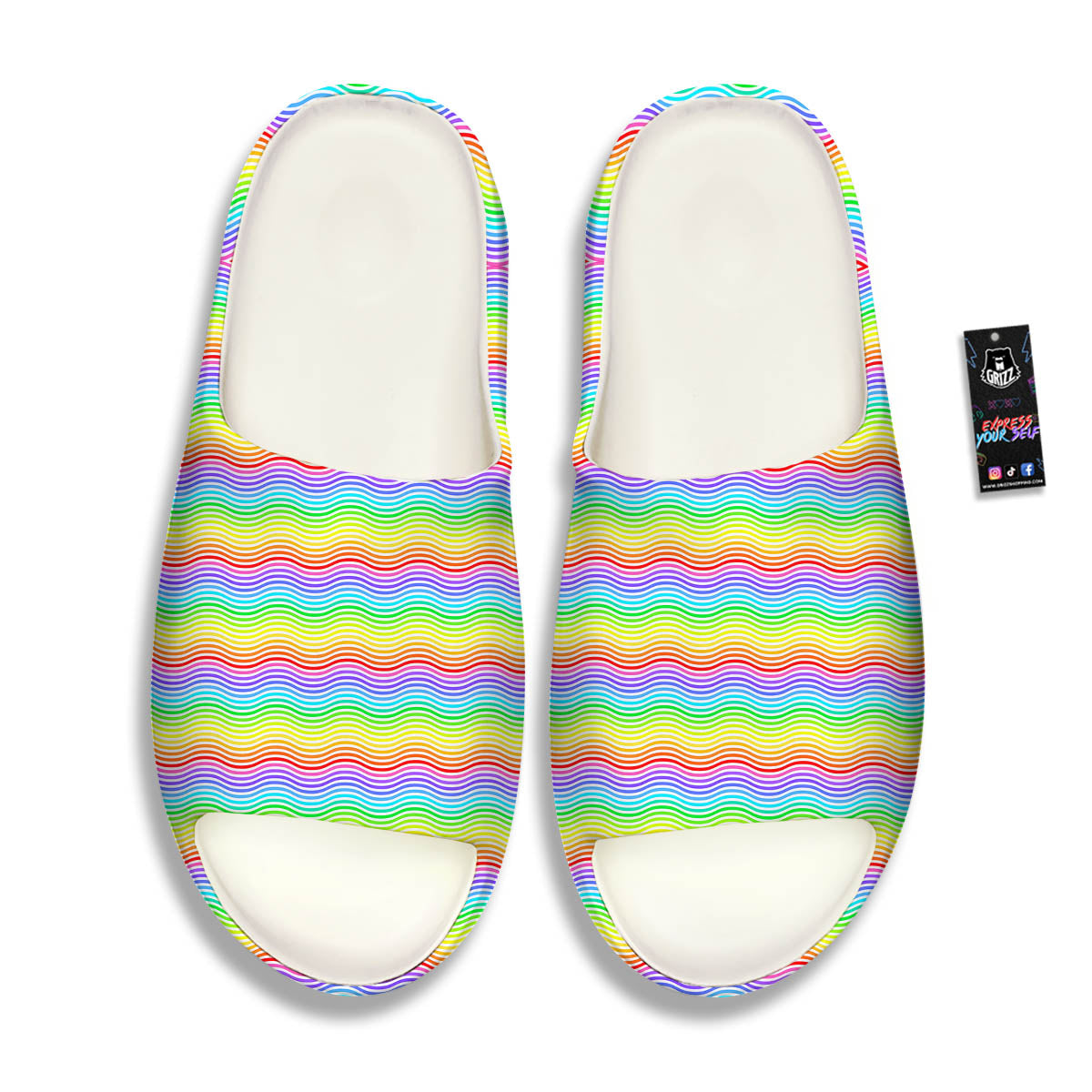 Rainbow Curved Print Pattern Sandals-grizzshop