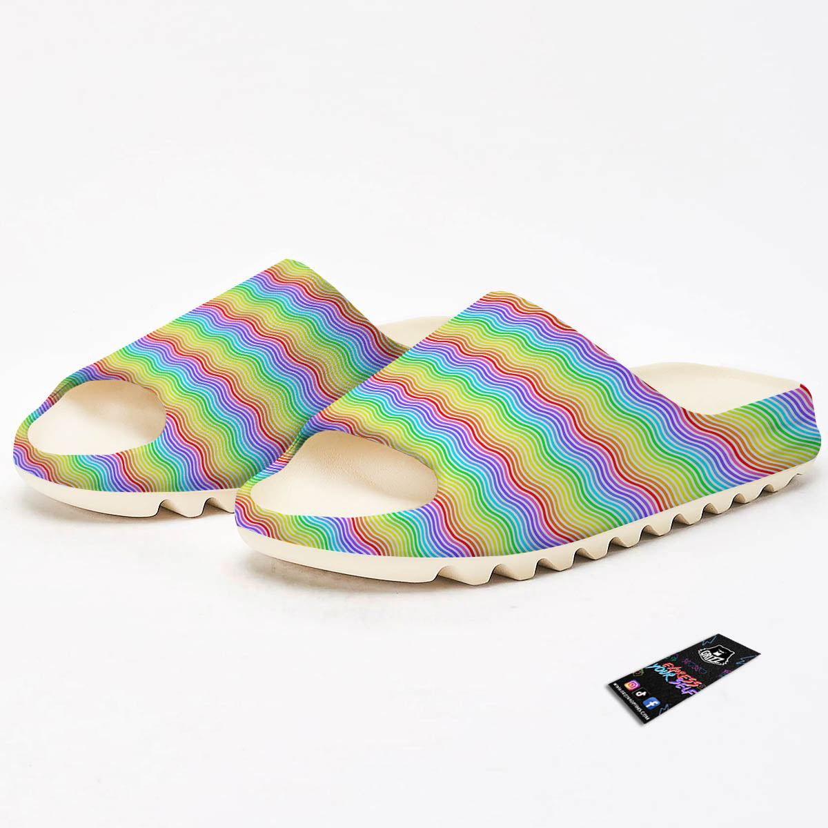 Rainbow Curved Print Pattern Sandals-grizzshop