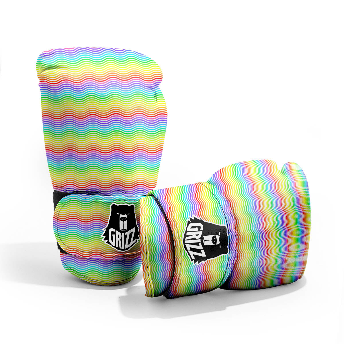 Rainbow Curved Print Pattern Pro Boxing Glove