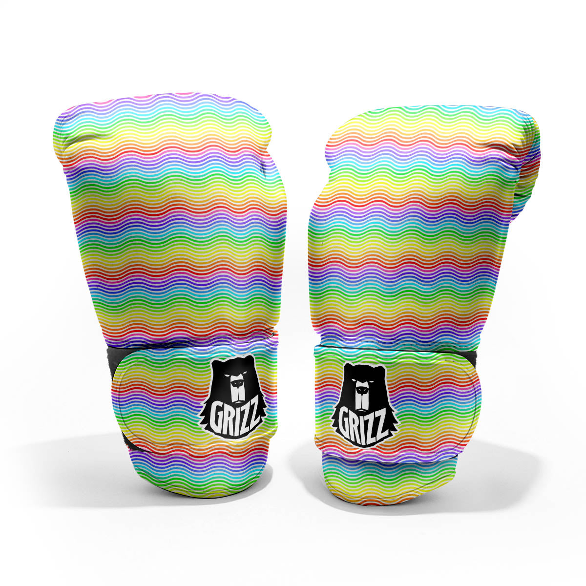 Rainbow Curved Print Pattern Pro Boxing Glove