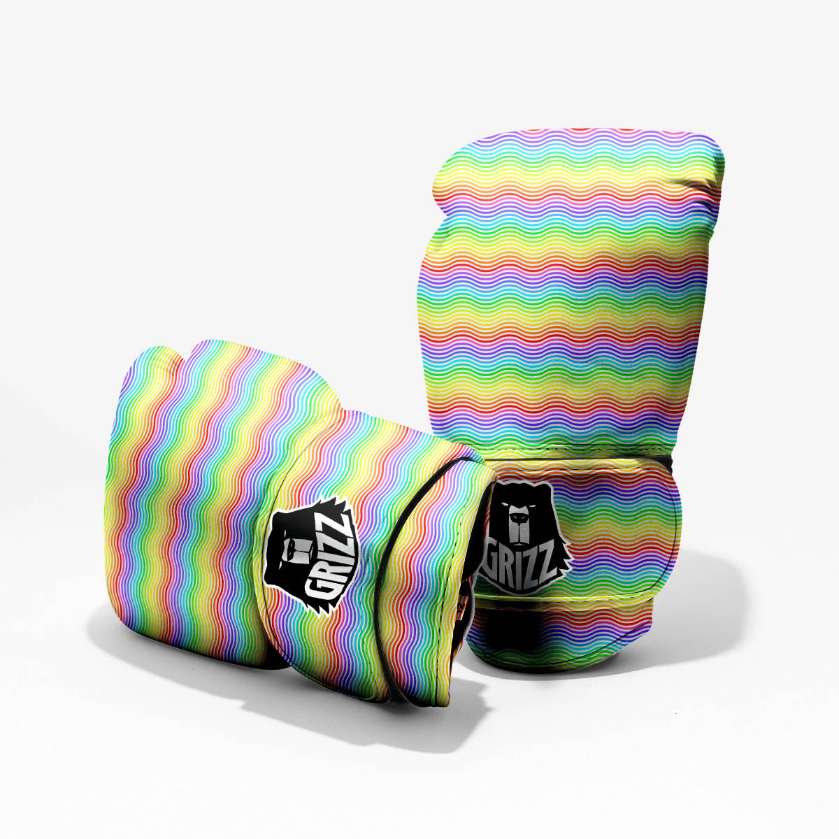 Rainbow Curved Print Pattern Pro Boxing Glove