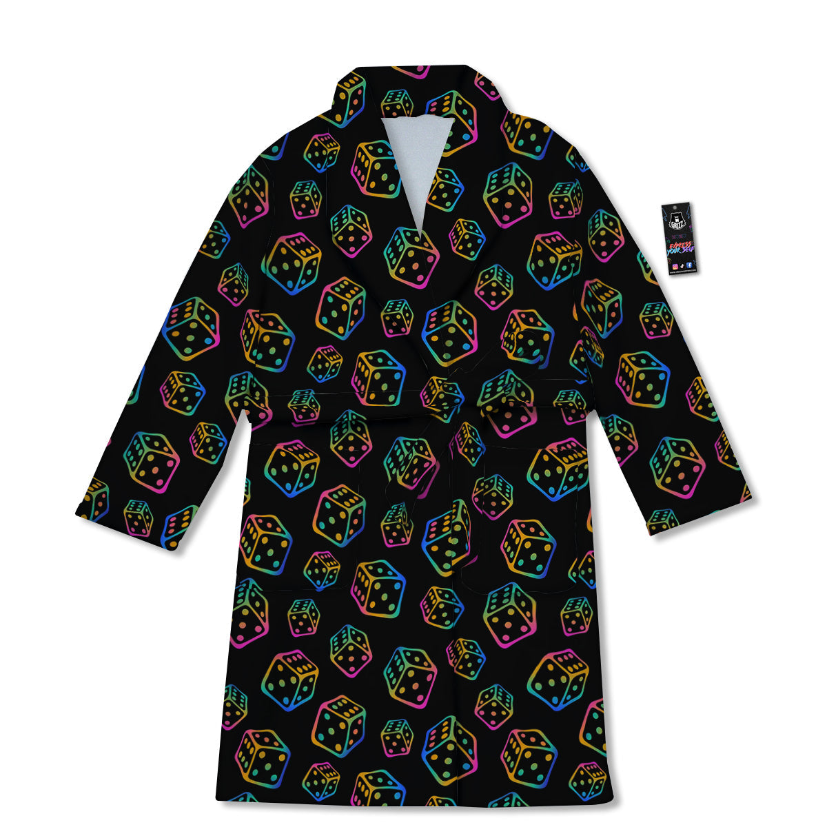 Rainbow Dice Print Pattern Bathrobe-grizzshop
