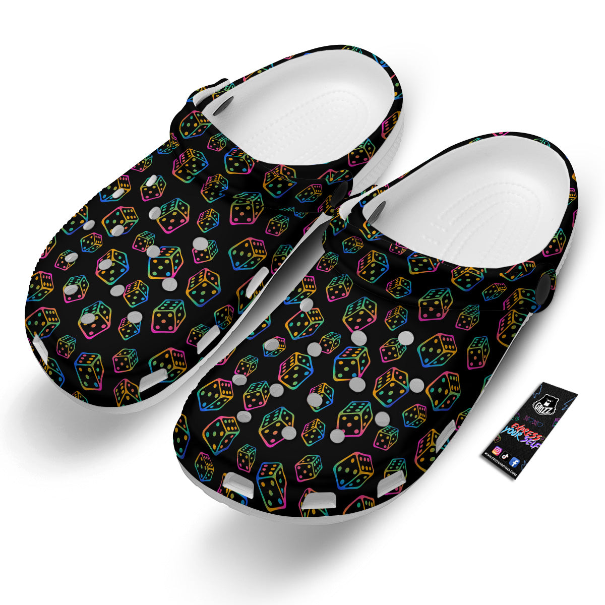 Rainbow Dice Print Pattern Clog-grizzshop