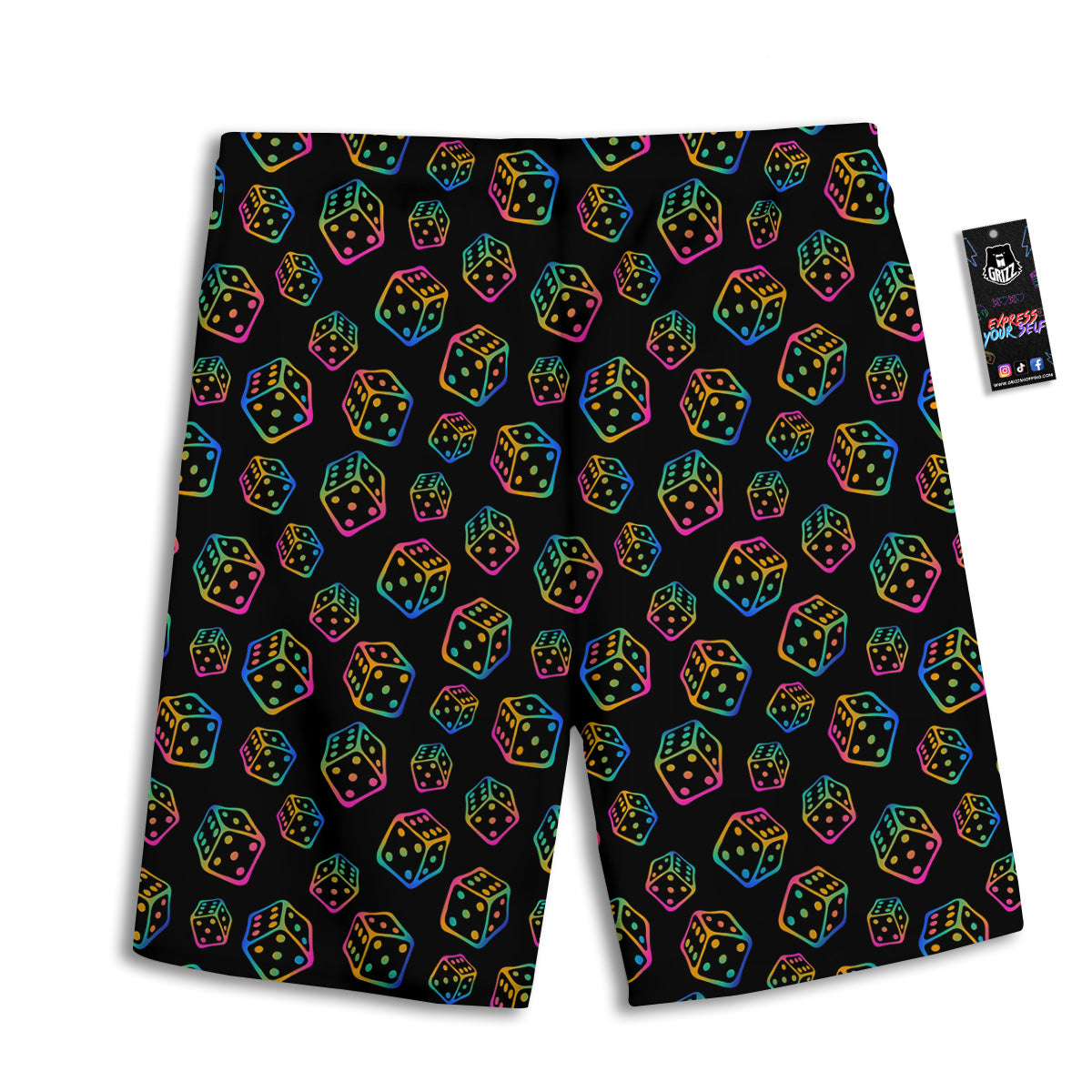 Rainbow Dice Print Pattern Men's Athletic Shorts