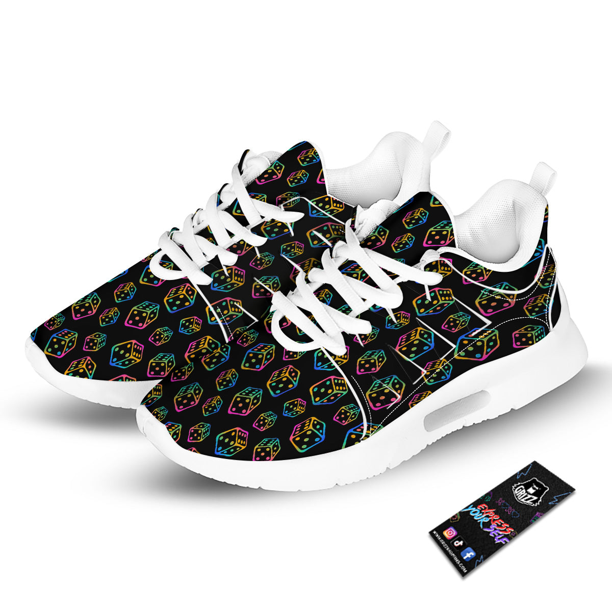 Rainbow Dice Print Pattern Tennis Shoes-grizzshop