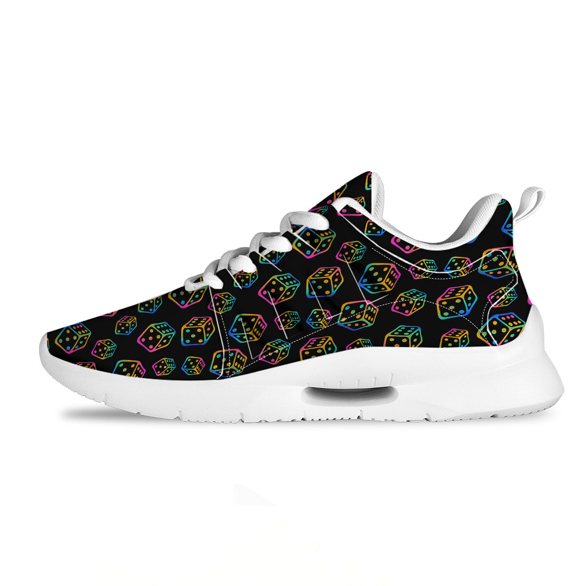 Rainbow Dice Print Pattern Tennis Shoes-grizzshop