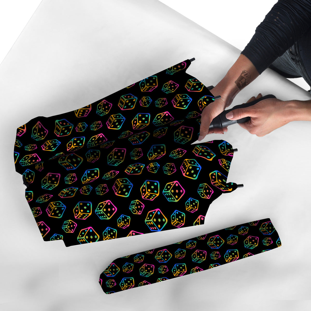 Rainbow Dice Print Pattern Umbrella-grizzshop
