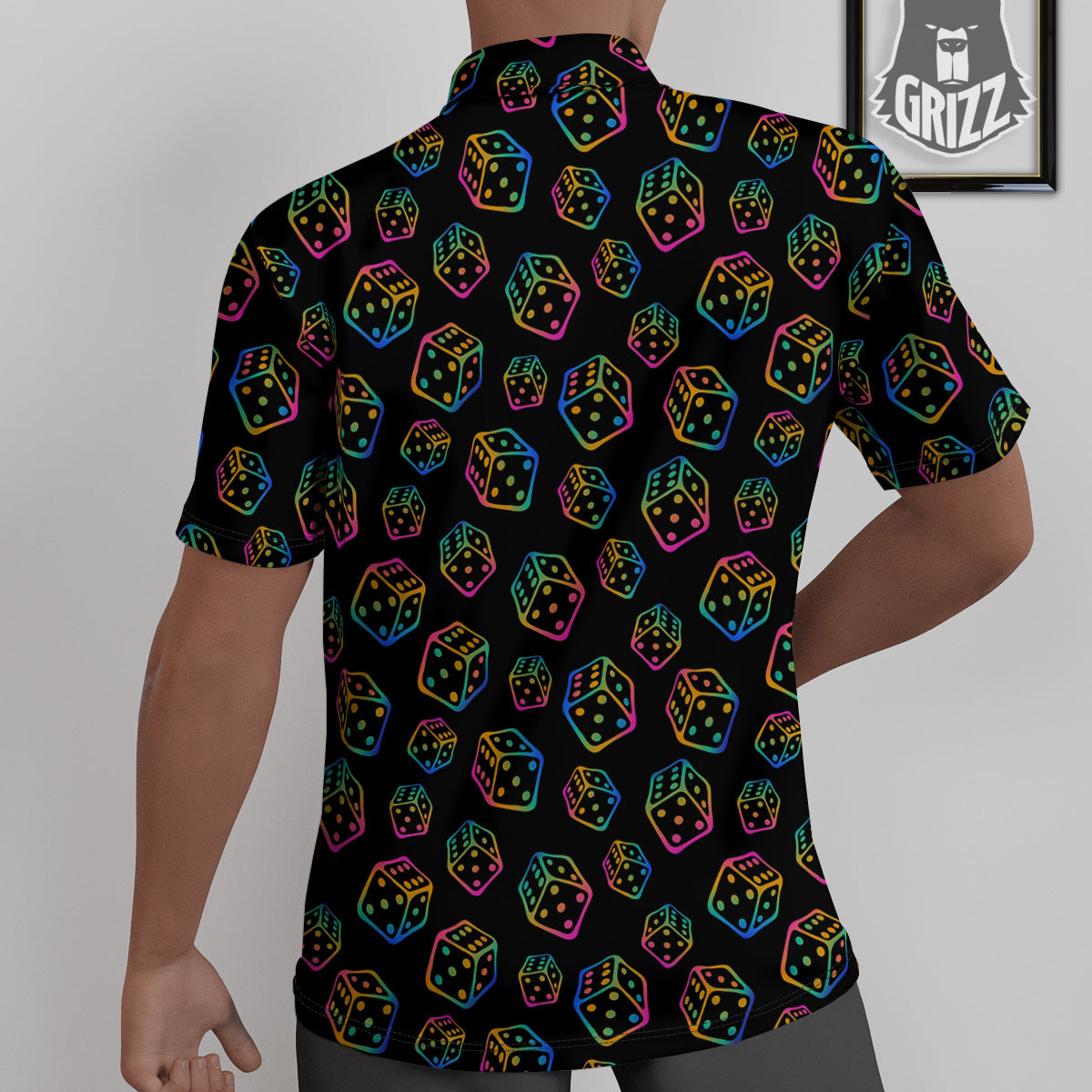 Rainbow Dice Print Pattern Untucked Shirts-grizzshop