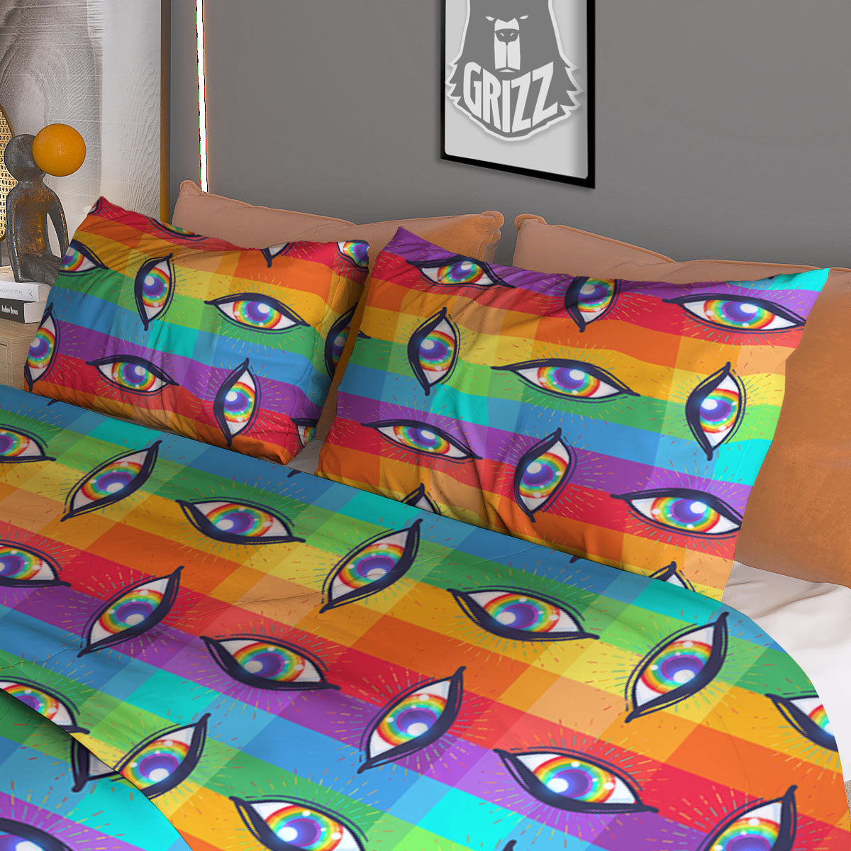Rainbow Eyes LGBT Pride Print Pattern Duvet Cover Bedding Set