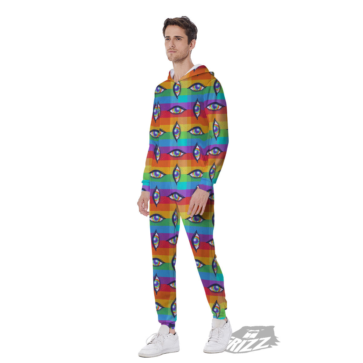 Rainbow Eyes LGBT Pride Print Pattern Men's Jumpsuit-grizzshop