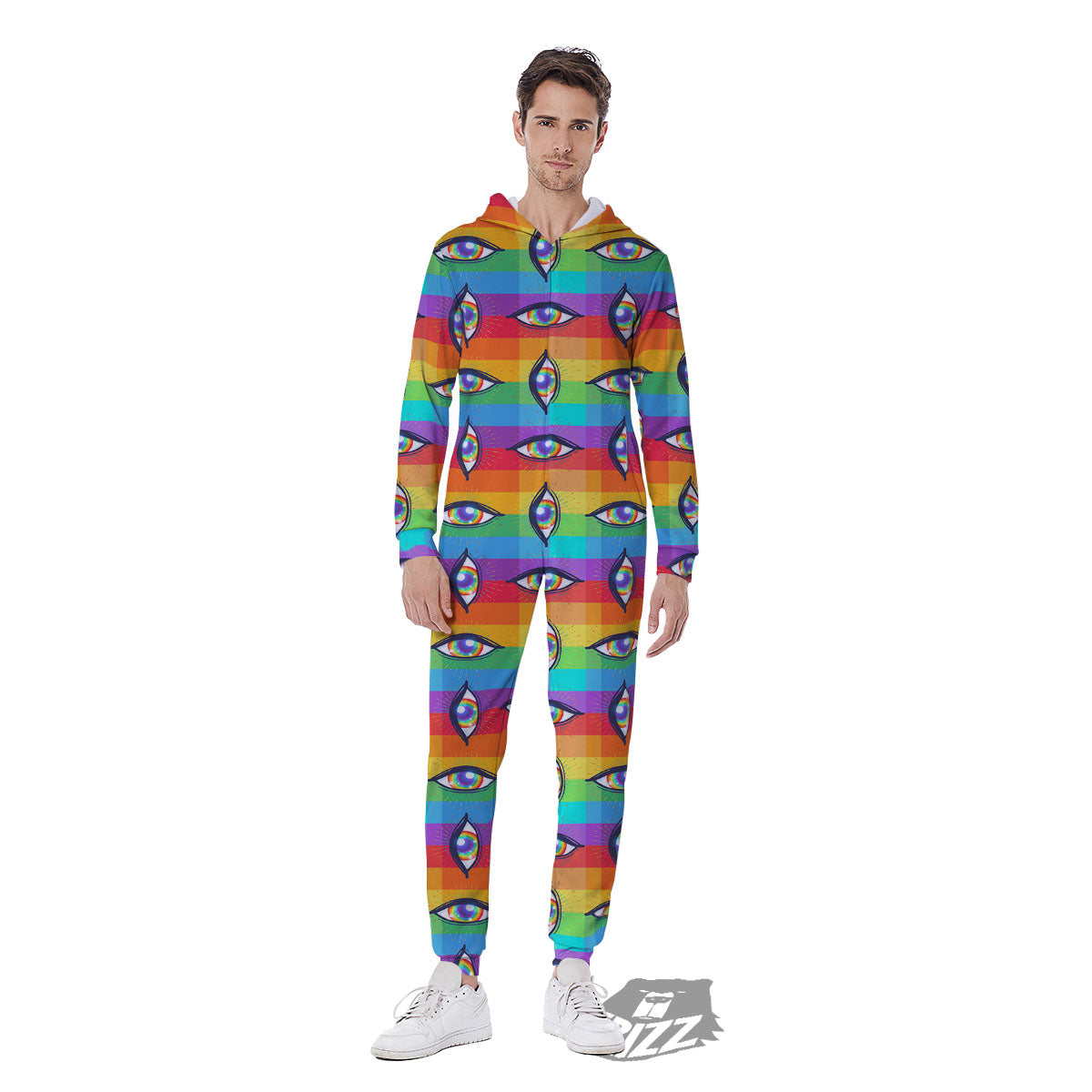 Rainbow Eyes LGBT Pride Print Pattern Men's Jumpsuit-grizzshop