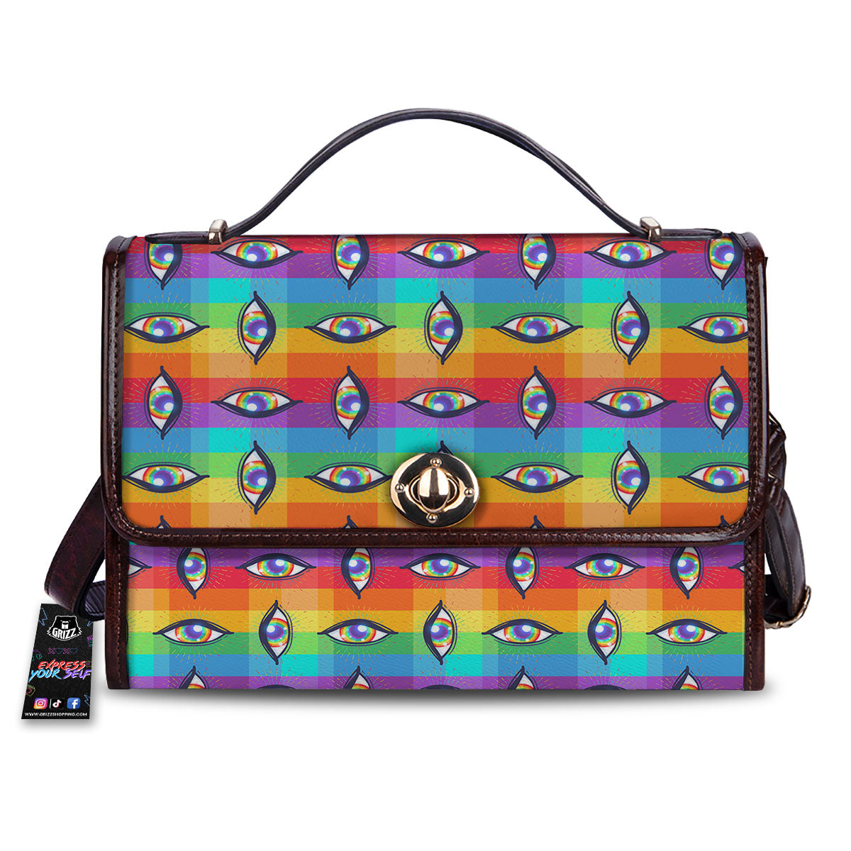 Rainbow Eyes LGBT Pride Print Pattern Women's Satchel Bag-grizzshop