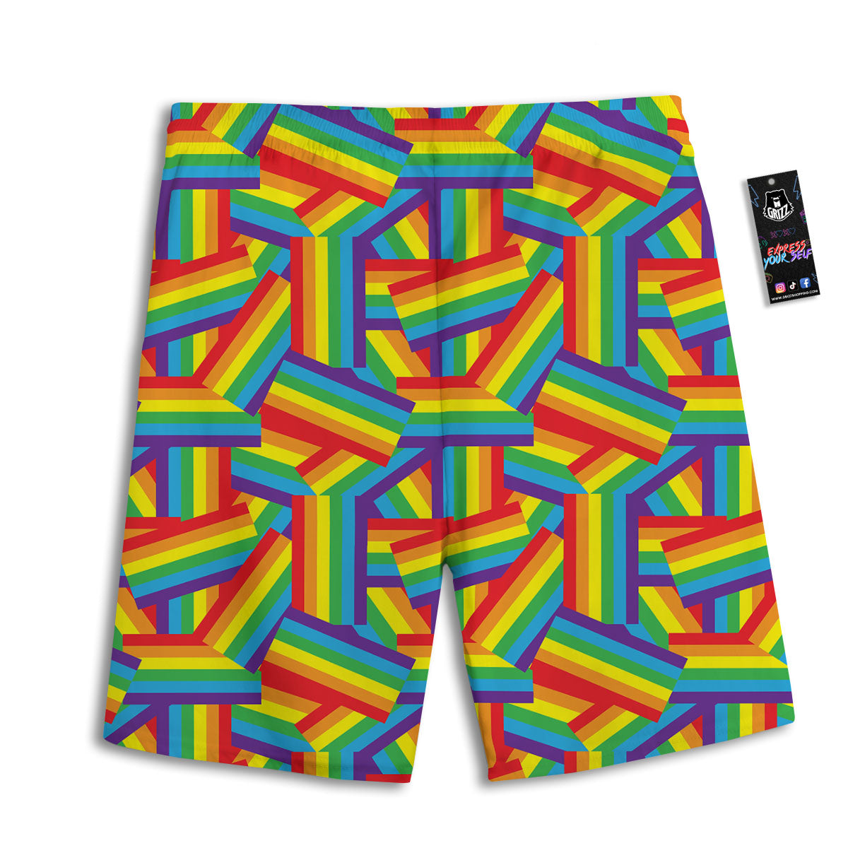 Rainbow Flag LGBT Pride Pattern Men's Athletic Shorts