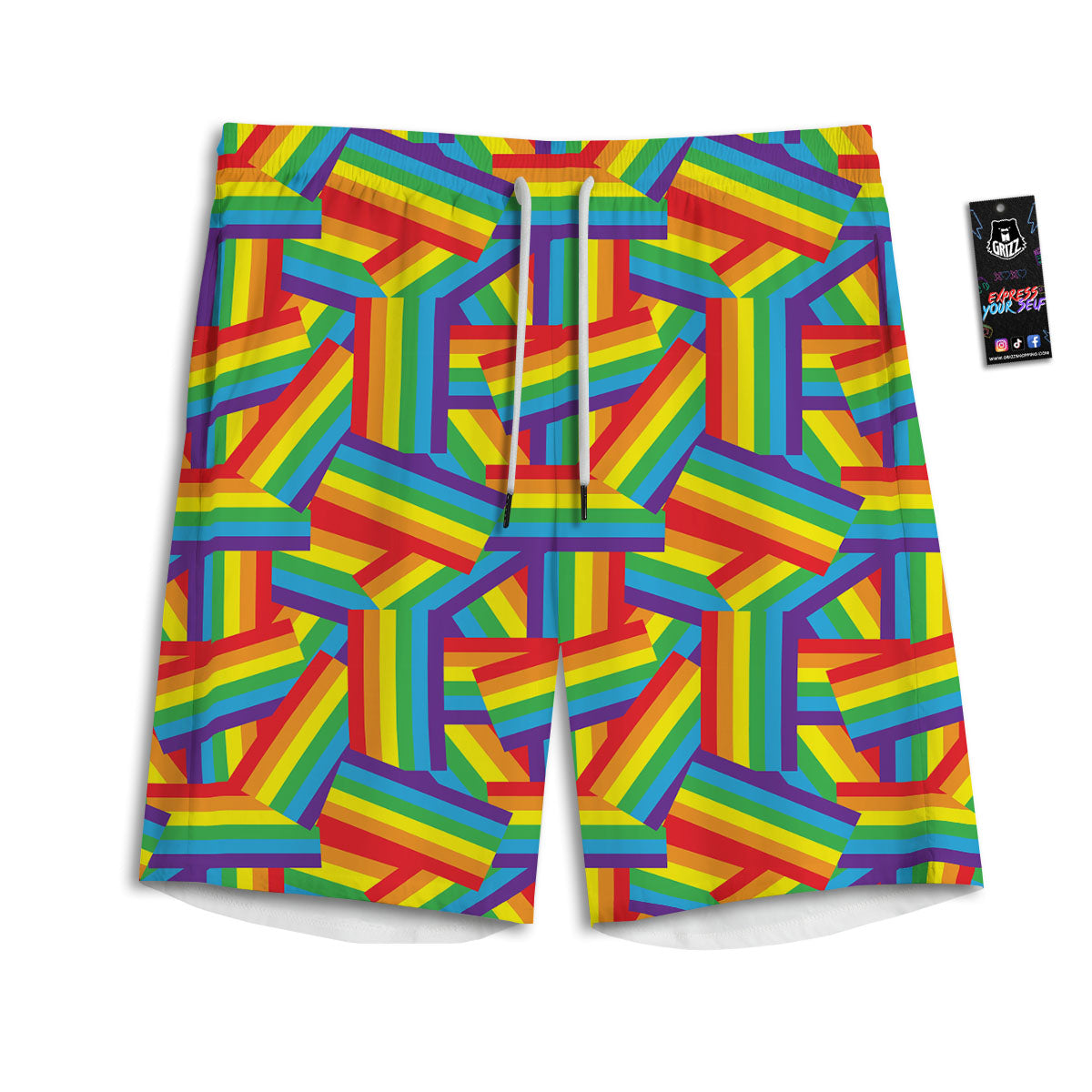 Rainbow Flag LGBT Pride Pattern Men's Athletic Shorts