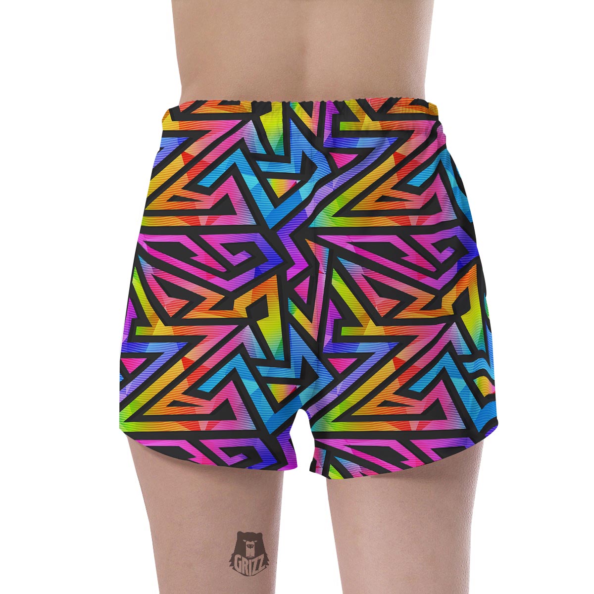 Rainbow Geometric Abstract Women's Shorts-grizzshop