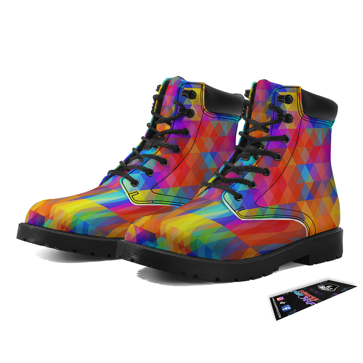 Rainbow Geometric Print Pattern Boots-grizzshop