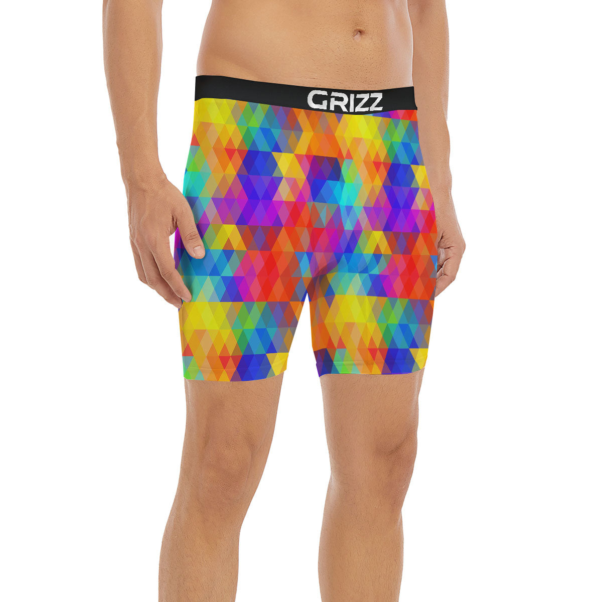 Rainbow Geometric Print Pattern Boxer Briefs-grizzshop