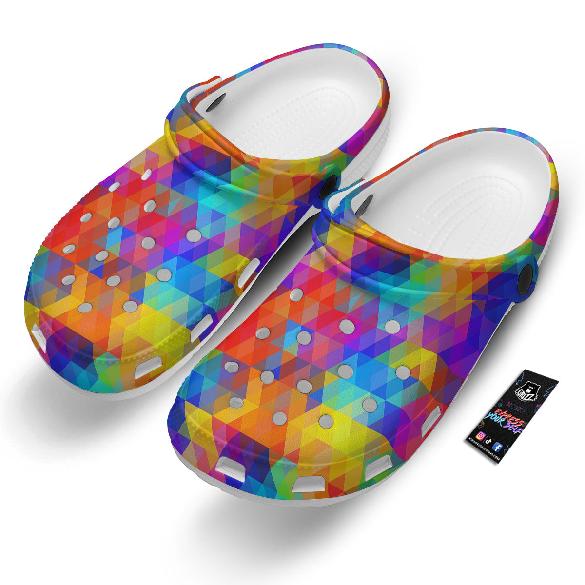 Rainbow Geometric Print Pattern Clog-grizzshop