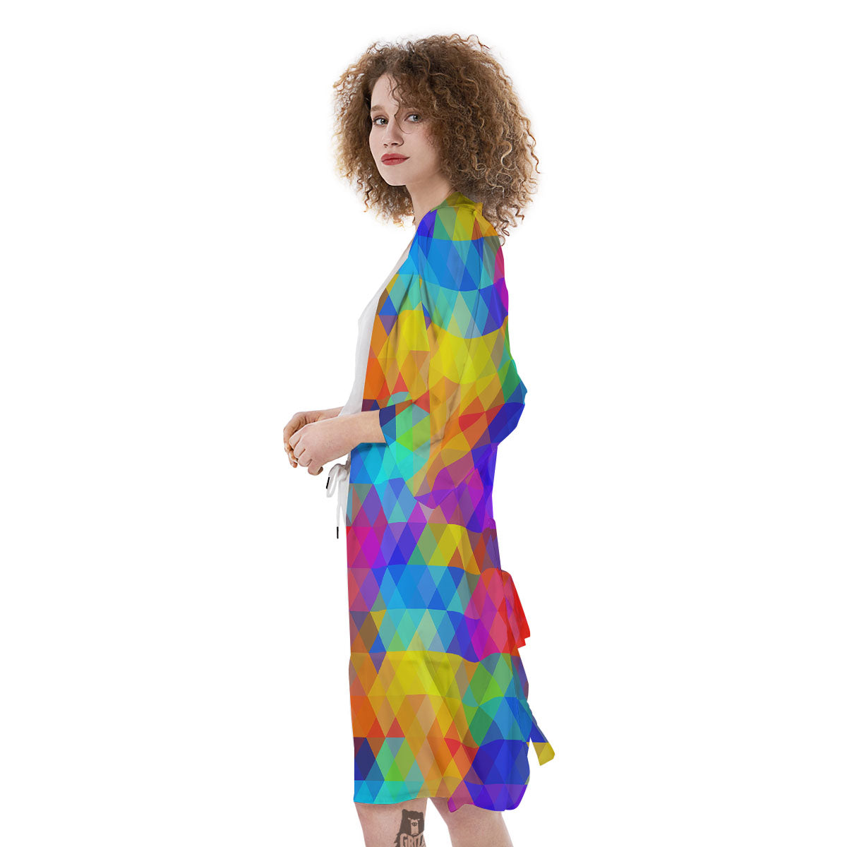 Rainbow Geometric Print Pattern Kimono-grizzshop
