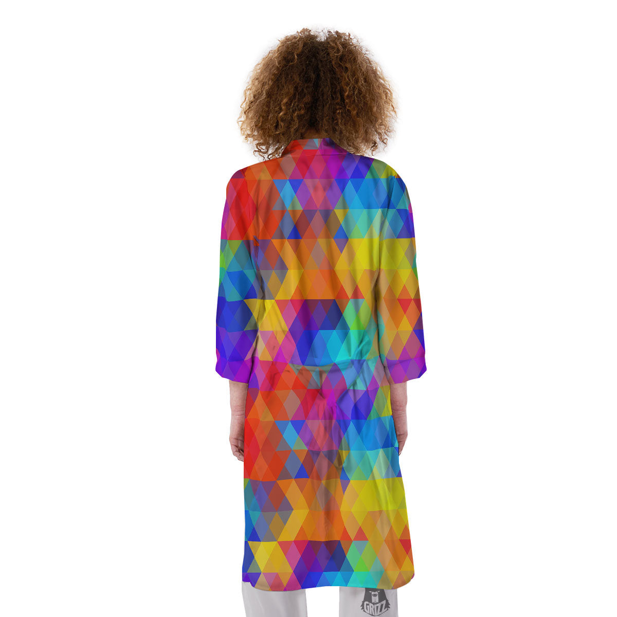 Rainbow Geometric Print Pattern Kimono-grizzshop