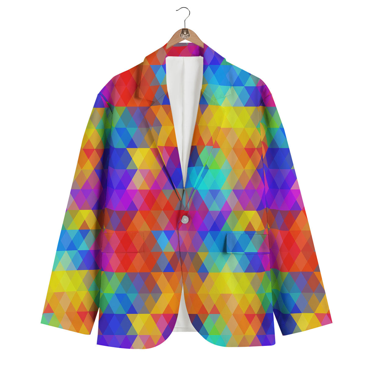 Rainbow Geometric Print Pattern Men's Blazer-grizzshop